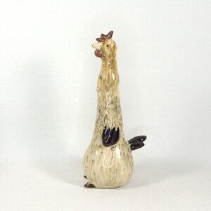 Quirky Art Pottery Chicken Figurine, Ceramic Long Neck Rooster Hen Bird Figurine